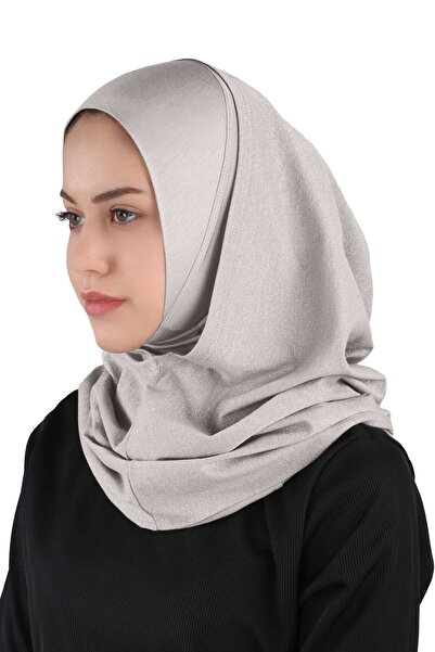 Ecardin Simli Abiye Pratik Hijab Türban - St 300 Açık Gri