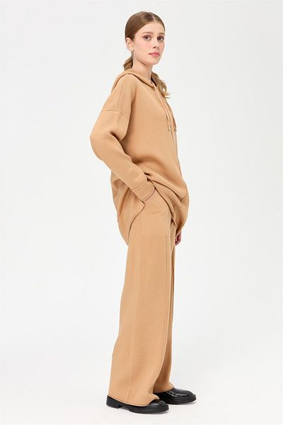 Esswaap Piping Detailed Hooded Trousers Set Mink
