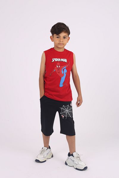 çiko kids Spider-Man Printed Bicycle Collar 100% Cotton Strap Bottom-Top Set