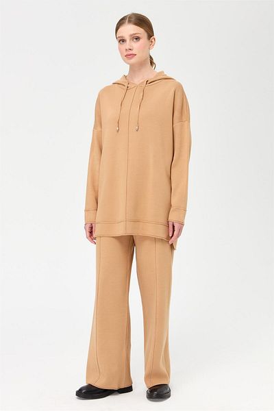 Esswaap Piping Detailed Hooded Trousers Set Mink