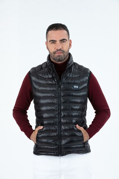 G-FOX Мъжки пухкав елек без качулка, подплатен, с цип и подплата 9777