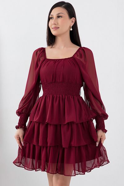 PULLIMM Chiffon Dress - Layered Flounce, Model 793-2831