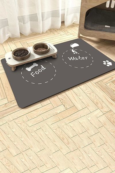 MatGo Pati Food - Gray Non-Slip Liquid-Proof Cat Dog Food Mat 50x70cm