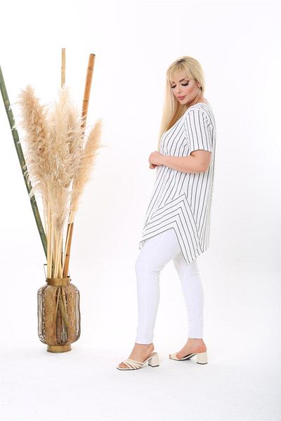 EMEZ Blouse - White Striped Design
