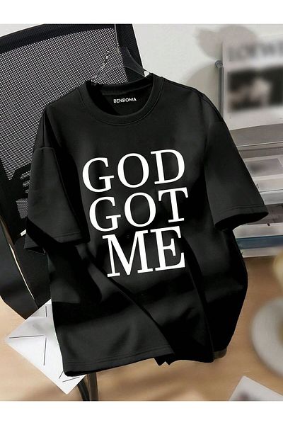BENROMA GOD GOT ME PRINTED OVERSIZE UNISEX T-SHIRT[3-12 ετών παιδικό μπλουζάκι διαθέσιμο]