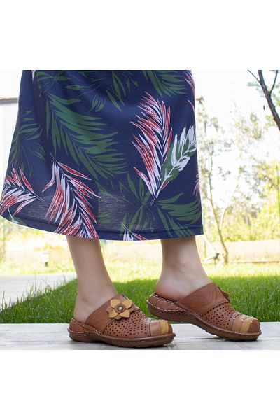 CONSUELO Orthopedic Leather Women's Sabo Slippers - 10311