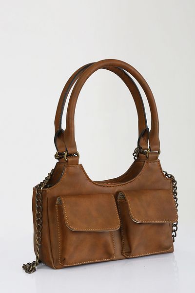 DERKON Vintage Tan Mony Pocket Shoulder Bag