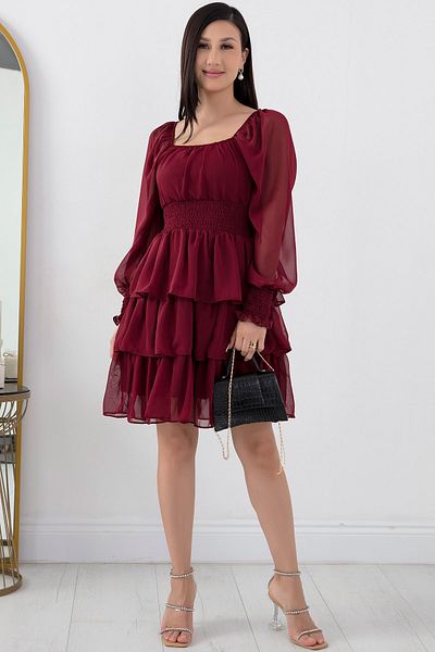 PULLIMM Chiffon Dress - Layered Flounce, Model 793-2831