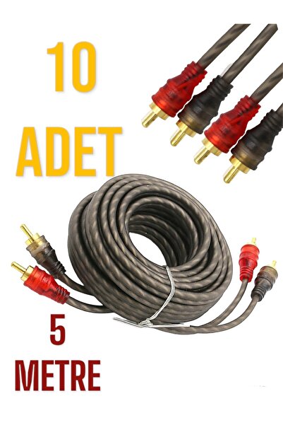 Painner Ben Audıo 10 Adet 5 Metre Amfi Rca Kablo Tetik Kablolu Amfi Kablosu