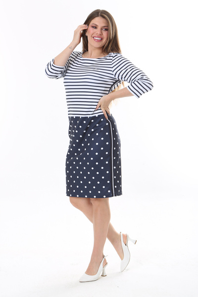 Şans Rochie de damă marină marină cu model marin din satin Lycra 65N37785