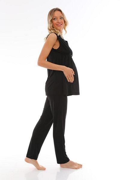 LOHOUSE Black Cotton Women's Maternity and Maternity Pajamas Set