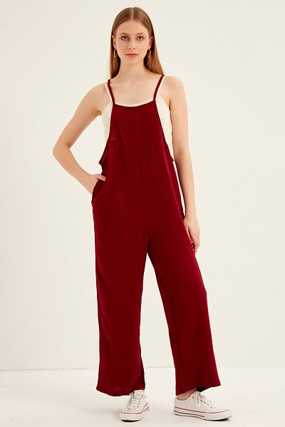 MEECY Women's Burgundy Strappy Loose Cut Tank Top