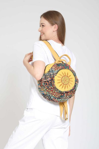 Street Bag Rucsac rotund brodat etnic Fargin Bohemian - pentru zi cu zi și călătorii