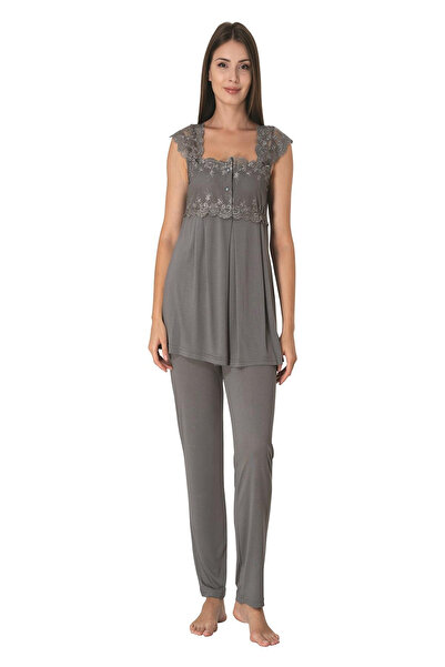 LOHOUSE Smoked Lace Cotton Maternity Maternity Pajamas Set - Strappy