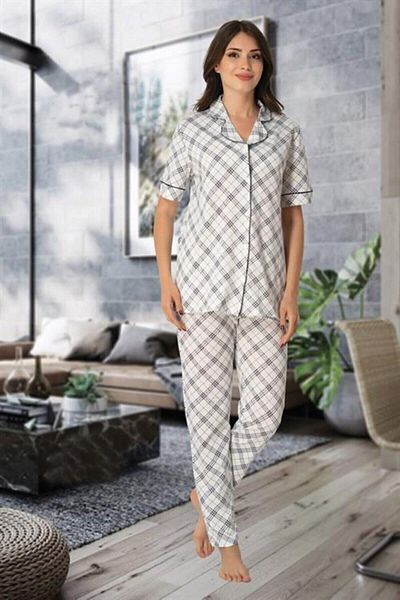 LOHOUSE LOHOUSEi Black Patterned Short Sleeve Pajamas Set