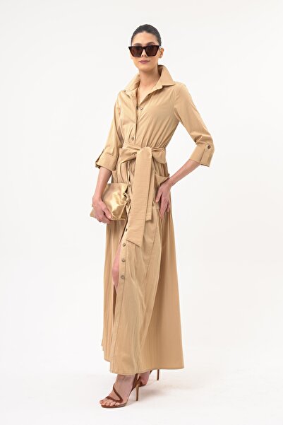 UTOPIAN Beli Kuşaklı Düğmeli Elbise