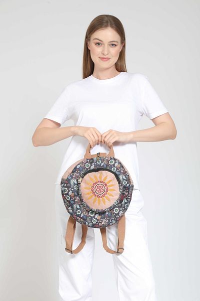 Street Bag Ethnic Fargin Bohemian Στρογγυλό Κεντημένο Σακίδιο πλάτης - Για Casual και Ταξίδια