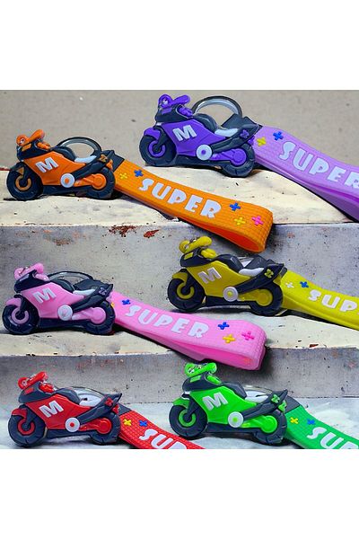 neptünstore 3D Double Sided Orange Silicone Motorcycle Keychain