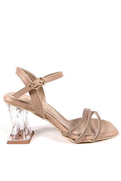 bescobel Sandale de damă Pessa Nut cu curele la gleznă cu țevi de piatră cu detaliu cu toc răsucit