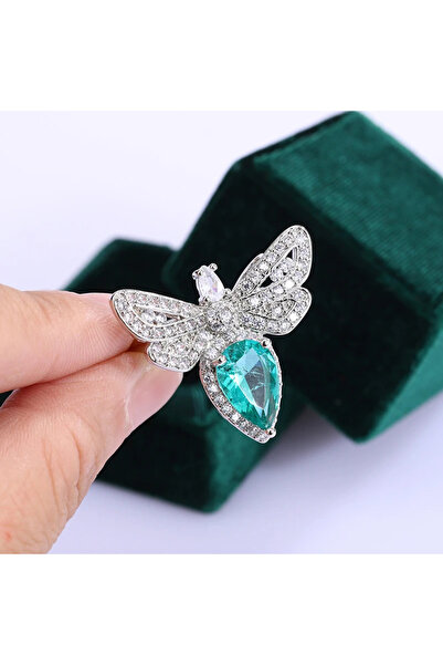 Genel Markalar 925 AYAR GÜMÜŞ TURMALİN DAMLA TAŞLI YÜÜZÜK