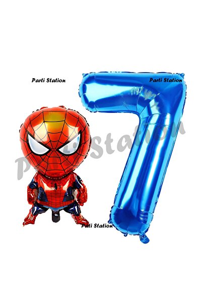 Parti Station Spiderman 7 Yaş Balon ve Lacivert Rakam Balon Doğum Günü Parti ...