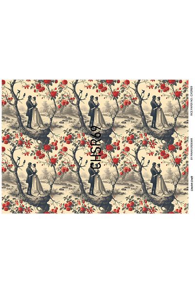 LİNEART Brass Patterned LineArt Decopage Paper - LA-CHRS69