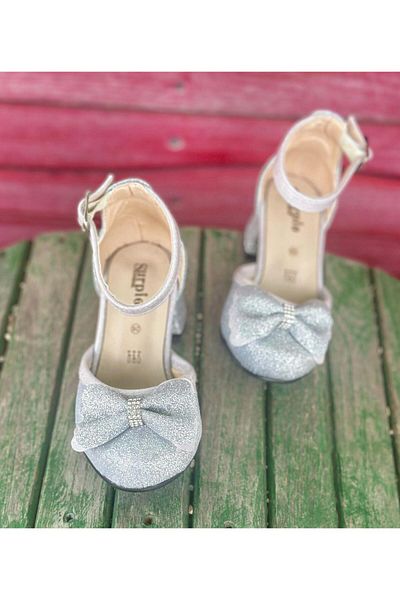 Surpie Shoes Girl's High Heels, Glittery Bow High Heels