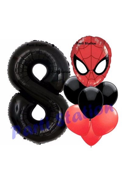 Parti Station 8 Years Old Spiderman - Birthday Party Set with Balloons and Bl...