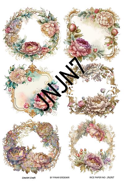 LİNEART Brass Patterned LineArt Decopage Paper - LA-JNJN7