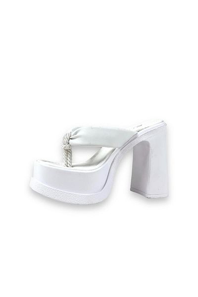 bescobel Papuci de damă Salday White Flip Flops Platform 15 Cm 1060