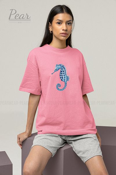 Pear Wear Μπλουζάκι Unisex με στάμπα Seahorse T-shirt Oversize