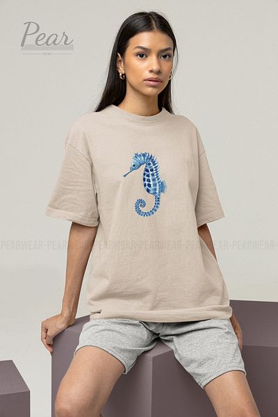 Pear Wear Μπλουζάκι Unisex με στάμπα Seahorse T-shirt Oversize