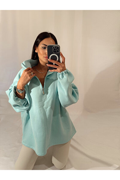 gkonlinestore bebe mavisi yarım fermuar sewatshirt