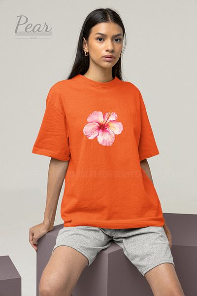 Pear Wear Μπλουζάκι Unisex με μοτίβο λουλουδιών ιβίσκου