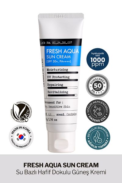 DERMA FACTORY Water Based Sunscreen - Moisturizing Derma, Factory Fresh Aqua Sun Cream SPF 50+ PA++++