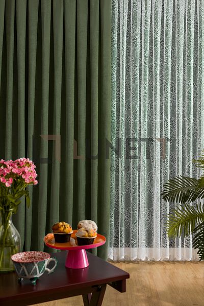 LUNETT HOME اللون الأخضر العشبي - ستارة خلفية مطوية 1x3، شفرة واحدة 9198