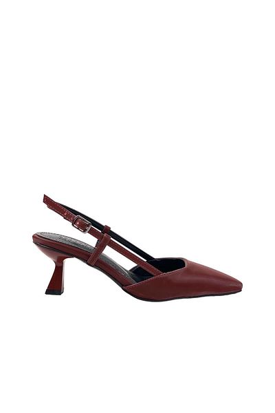 bescobel Women's Sedja Claret Red Silk Material Open Back Almond Heel Shoes 5.5 Cm 002