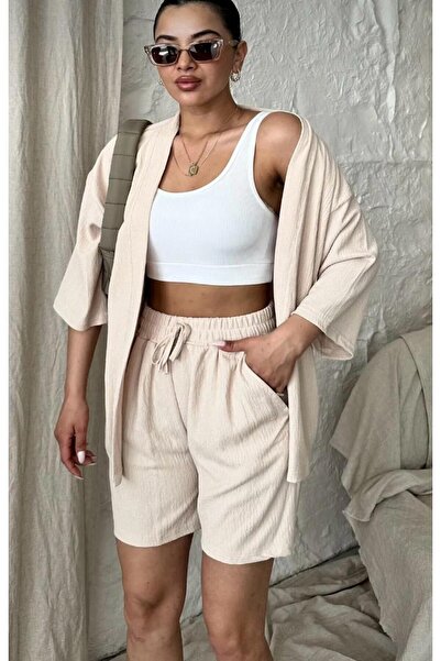 MODERNİZE Női, laza szabású kimonó alsó rövidnadrág felső nyári szett
