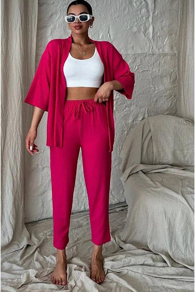 Set de vară pentru femei, cu croiala relaxată, cu fundul kimono