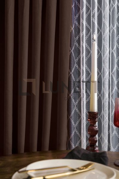 LUNETT HOME READY TO USE DARK BROWN SEIREK PLEATED 1X2 FON CURTAIN SINGLE WING 12483