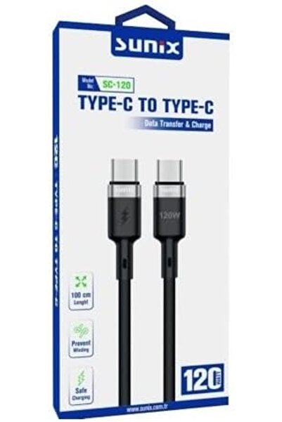 Sunıx SC-120 120W Type-C To Type-C Kablo