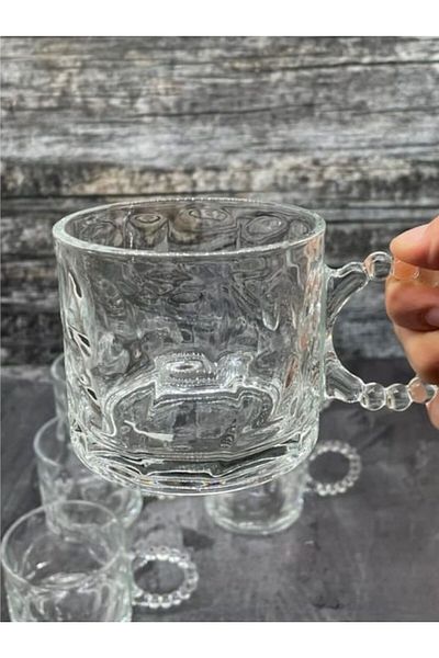 TARIK HOME كوب زجاجي كريستالي مطرز بتصميم مخصص بمقبض