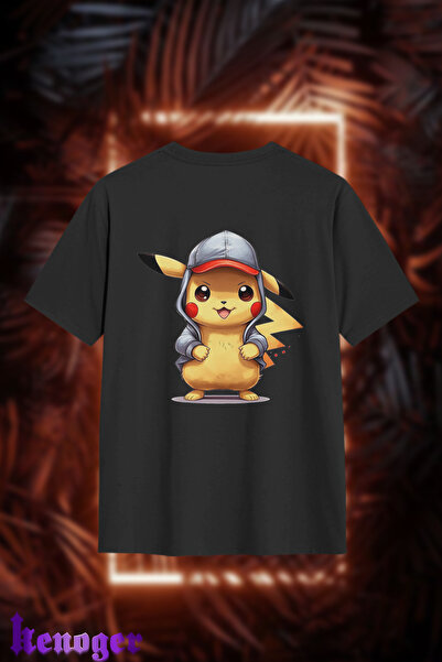 kenoger Unisex Oversize - Pikachu Basklı T-Shirt