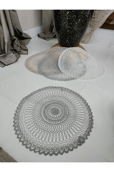 CAMİNHO DA LUA American Service Embroidery Luxury Supla Net Table and Presentation Set Dowry Holder Gray