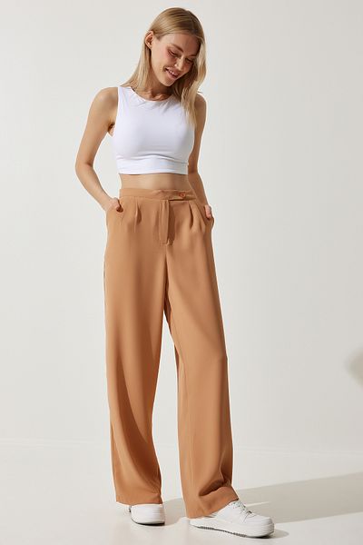 Happiness İstanbul Women's Peach Loose Palazzo Trousers RV00191