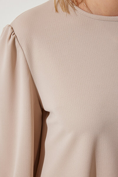 Happiness İstanbul Γυναικεία Κρεμ Τουνίκ Φούστα Πλεκτή Σετ DD01317