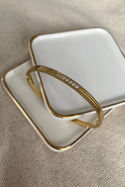 fuya design Minimal Steel Bracelet with Seven Stones