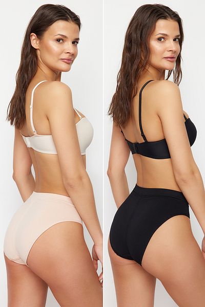 Trendyol Collection Black-Ten 2er-Pack nahtlose Hipster-Strickhöschen THMAW22KU0013