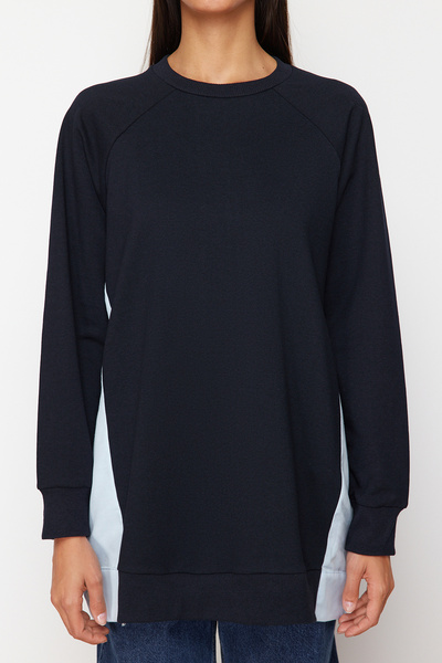 Trendyol Modest Navy Blue Oversize Knitted Tunic - Woven Piece, TCTSS23UK00092