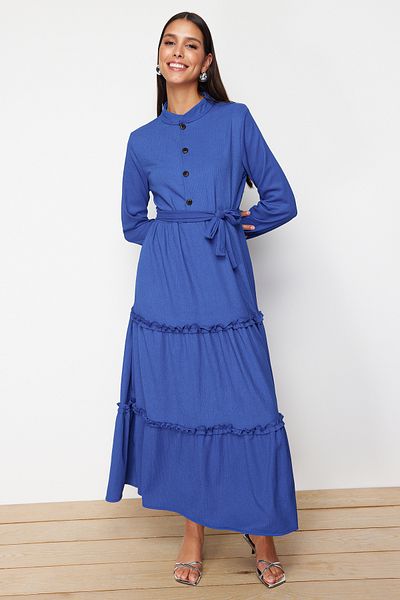 Trendyol Modest Сукня Orme Burumcuk з ґудзиками та китицею Saks TCTSS24EB00261